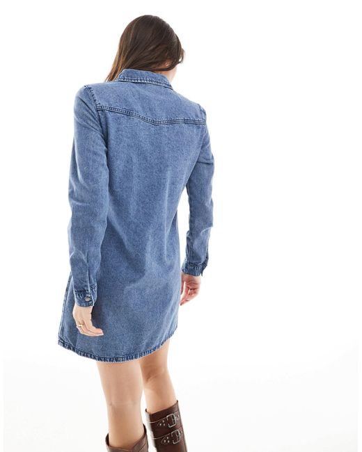 Vero Moda Blue Long Sleeve Denim Shirt Dress