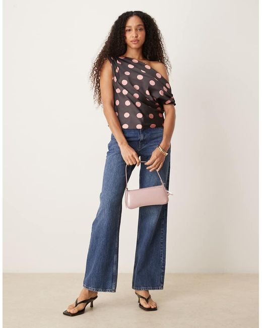 Top Monospalla Drappeggiato di ASOS in Blue