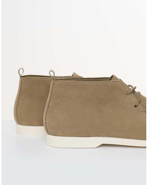 Threadbare Natural Faux Suede Moccasin Boots for men