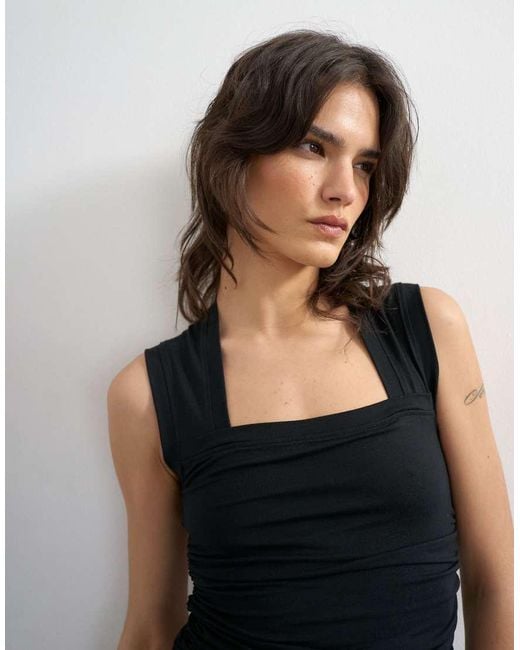 TOPSHOP Blue Square Neck Tank