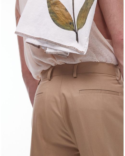 Topman Natural Smart Compact Cotton Taper Trouser for men