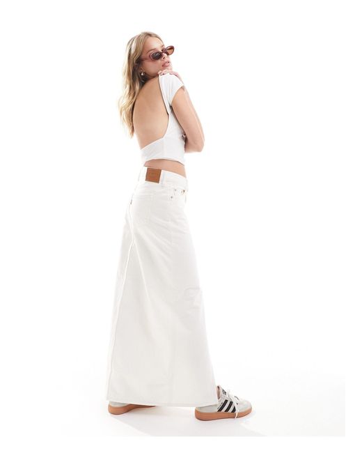 Levi's White Ankle Column Front Slit Denim Skirt