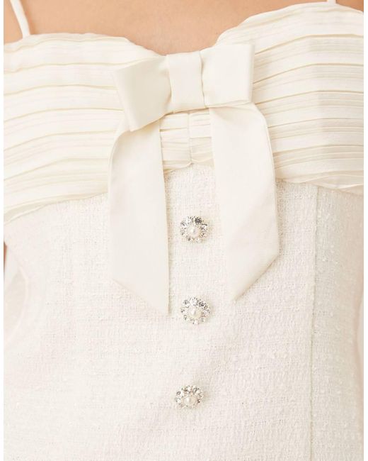 Sister Jane White Dream Showgirls Tweed Bow Top Co-ord