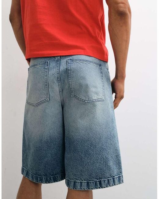 ASOS Blue Loose Denim Jorts for men