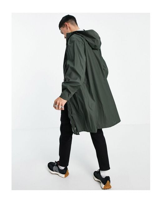 ASOS Waterproof Rubberized Rain Jacket in Green for Men Lyst