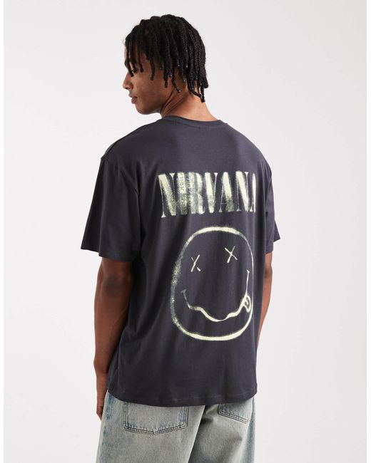 Jack & Jones Gray Oversized T-shirt With Nirvana Print for men