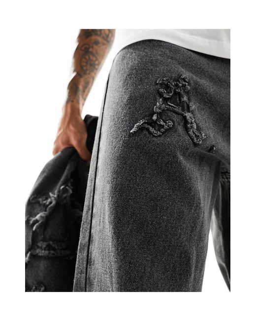 ADPT Black Super baggy Jeans Co-ord With Logo Detail for men
