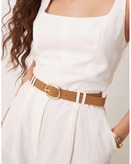 Mango Jumpsuit Met Structuur En Plooien En Riem in het Natural
