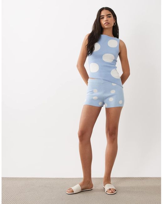 ASOS Blue Knit Asymmetric Shorts