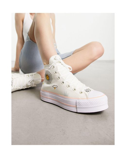 Converse White Chuck Taylor All Star Lift Hi Astronomy Trainers