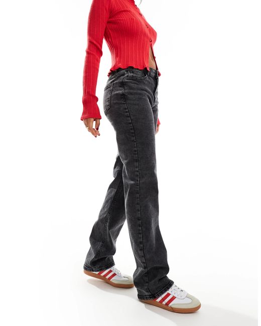 Pieces Red Kelly Mid Waisted Straight Leg Jeans