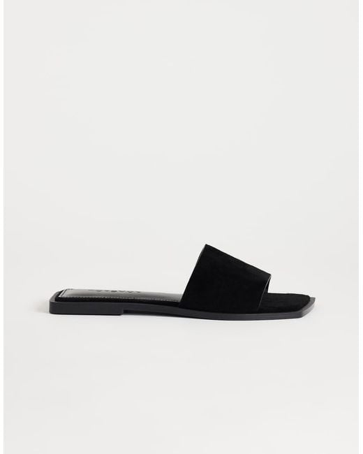 TOPSHOP Black Sara Real Suede Flat Mule Sandals