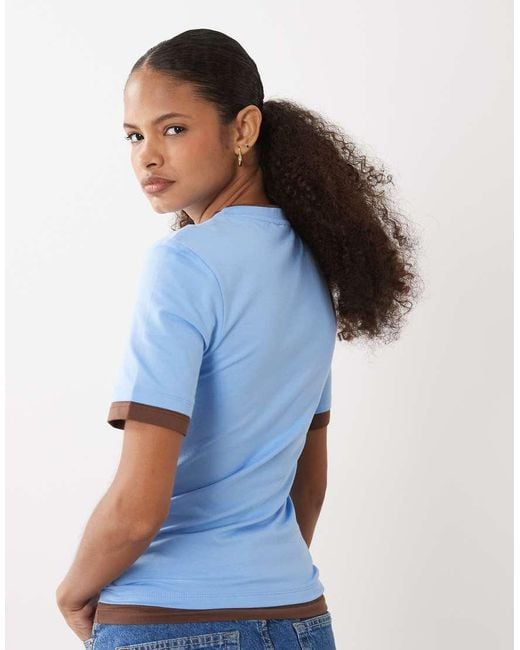 ASOS Brown Short Sleeve Double Layer Top