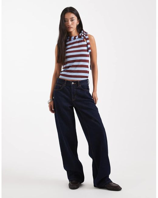 Collusion Blue Knitted Neck Tie Top