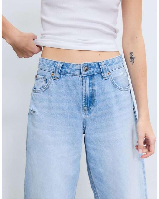 Stradivarius Blue D80 Barrel Fit Jeans