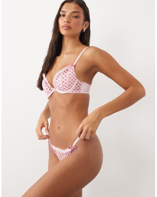 Ann Summers Brown Tease And Trouble Flocked Spot String Thong