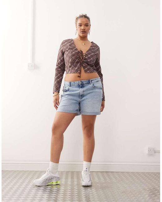 Noisy May Blue High Waisted Denim Shorts