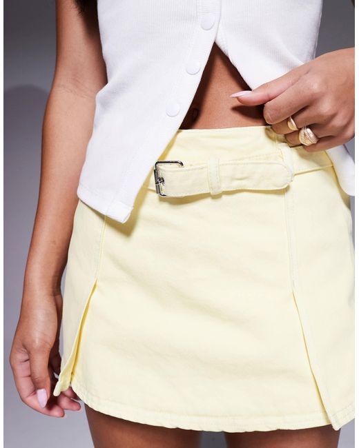 River Island Yellow Belted Denim Skort