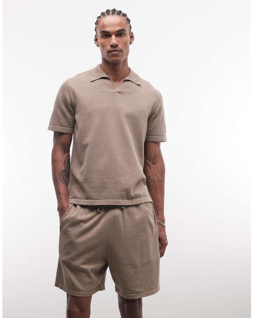 ASOS Natural Relaxed Knitted Co-ord Shorts for men