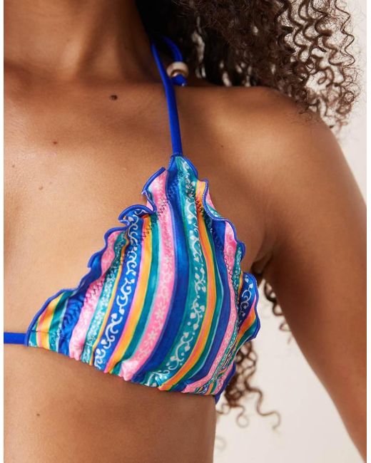Kulani Kinis Blue Stripe Triangle Bikini Top