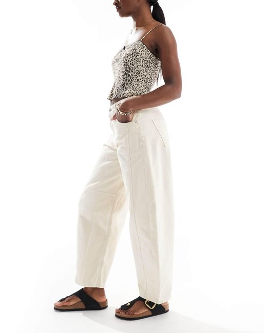 ASOS Natural Barrel Leg Jeans With Side Seam Detail