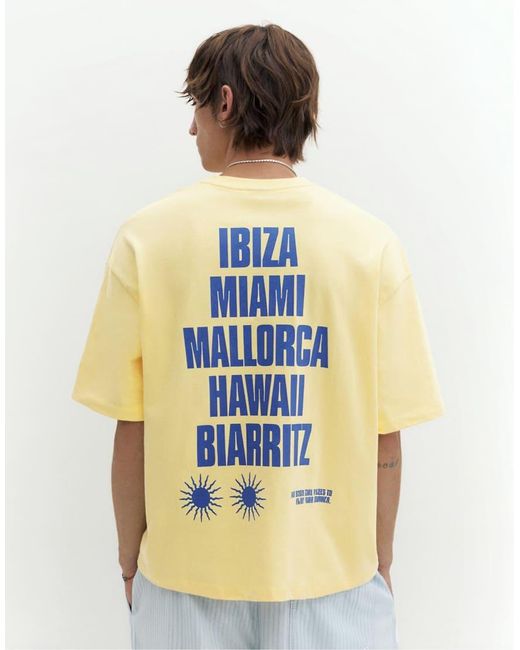 Pull&Bear Yellow Stwd Road Trip Graphic T-shirt for men