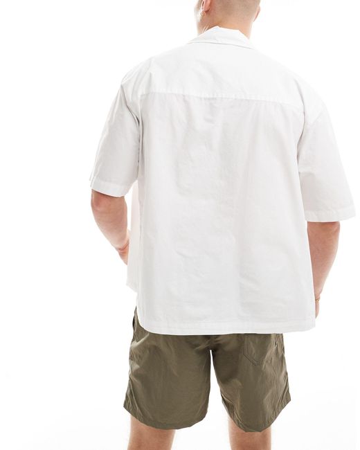 Pull&Bear White Boxy Fit Revere Neck Shirt for men