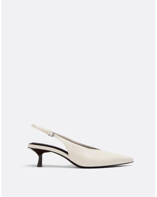 Stradivarius White V-Neck Heeled Shoes