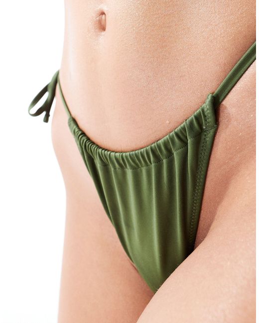 Collusion Green Co-ord Ruched Tie Side Bikini Bottoms