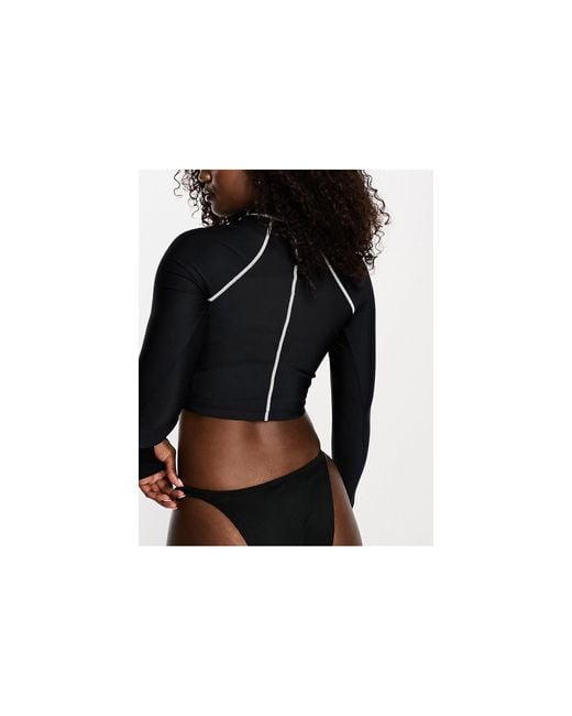 Nike Black Hydroguard Long Sleeve Crop Bikini Top