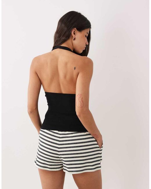Gina Tricot Black Double Lined Halterneck Top