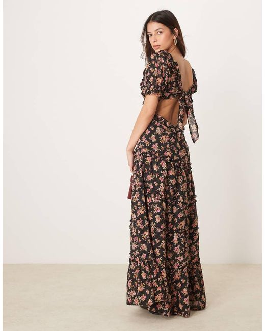 ASOS Multicolor Sweetheart Neckline Midi Dress With Cut Out