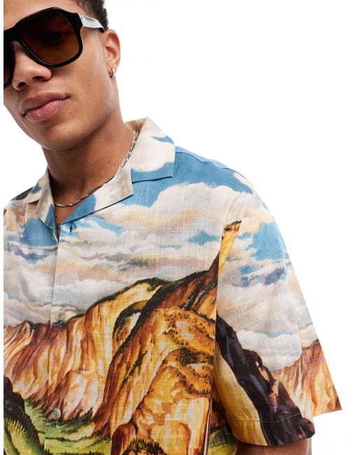 Camisa holgada con estampado ASOS de hombre de color Metallic