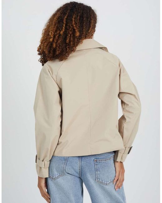 Brave Soul Natural Double Breasted Short Trench Coat