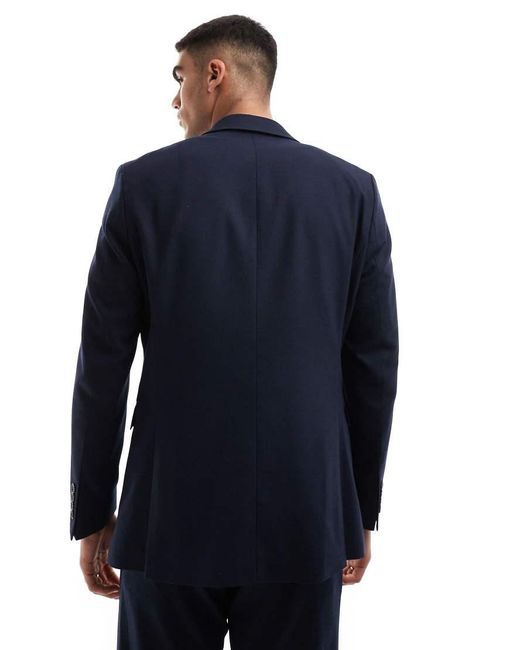 SELECTED Blue Wool Blend Slim Fit Suit Jacket for men