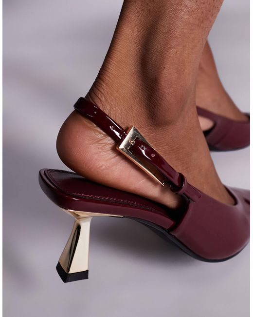 SIMMI Brown Simmi London June Pointed Slingback Kitten Heels