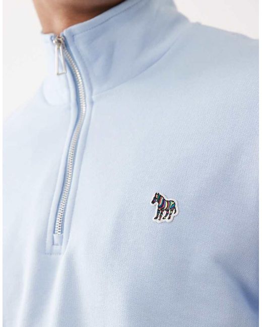Paul Smith Blue Zebra Logo Half Zip Sweashirt for men