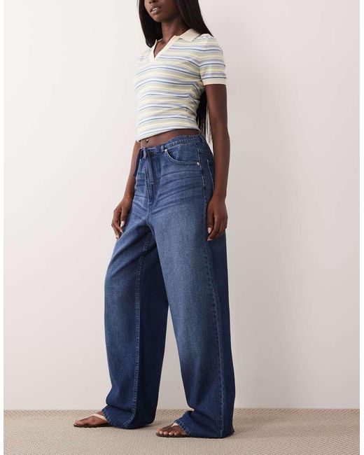 ASOS Blue Pull On Wide Leg Jean