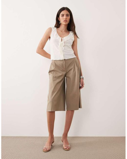 Mango Natural Ruffle Front Sleeveless Top