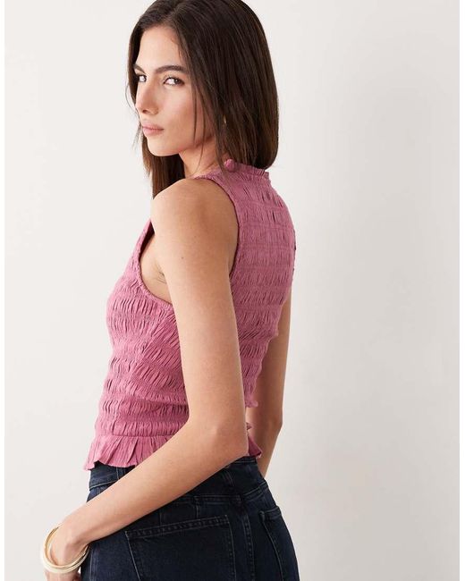 Abercrombie & Fitch Pink Ruched V Neck Top