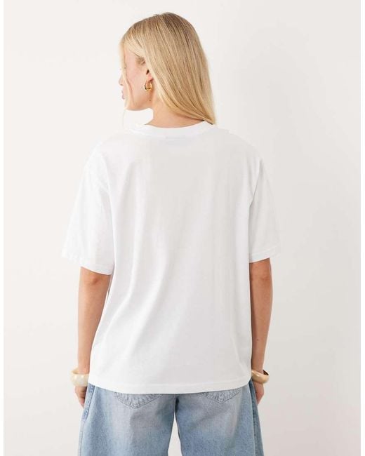 ASOS Blue Slub Jersey Oversized T-Shirt With Flower Print