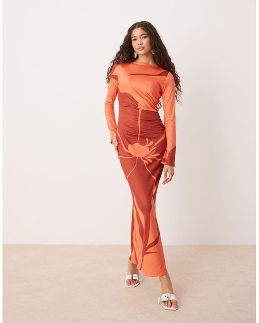 ASOS Orange Angel Long Sleeve Midi Dress