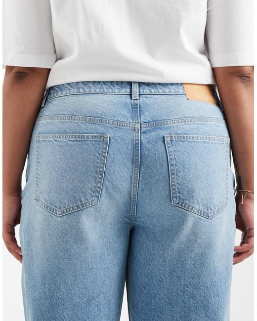 ASOS Blue Asos Design Curve High Rise Relaxed Mom Jeans