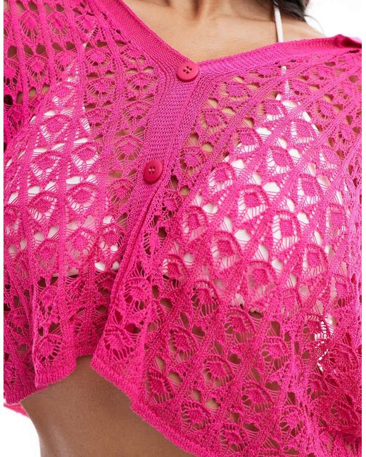 ASOS Pink Knitted Co-Ord Beach Shirt