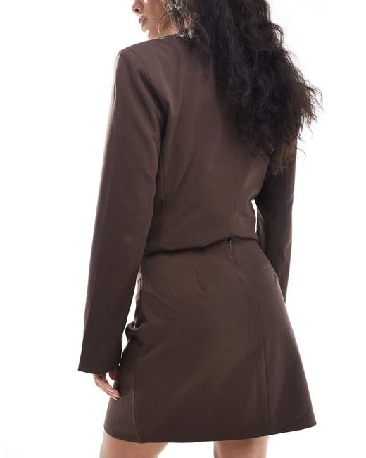 Pieces Brown Tailored Pleated Mini Skirt Co-ord