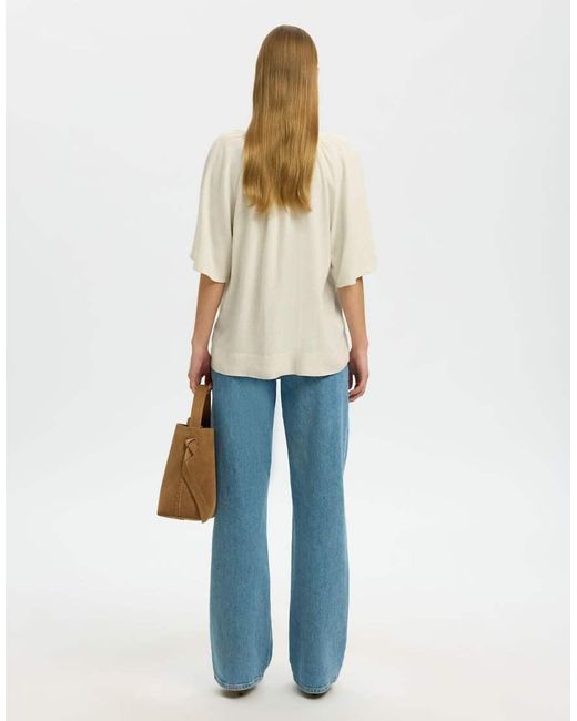 SELECTED Natural V-Neck Blouse