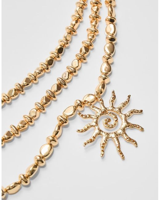 Stradivarius Lange Ketting Met Zon in het Natural