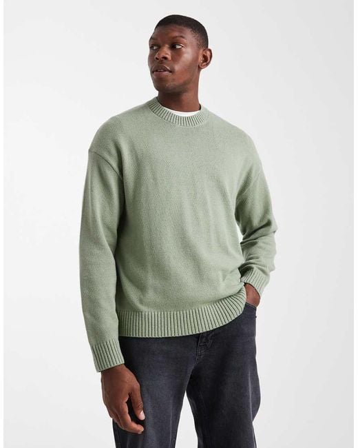 Hollister Green Boxy Knitted Jumper for men