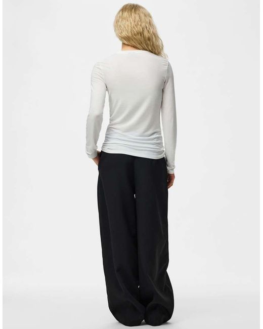 Pieces White Long Sleeved Blouse