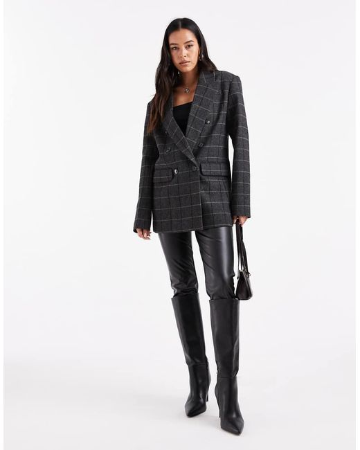 ASOS Black Wool Blend Tailored Double Breasted Power Blazer